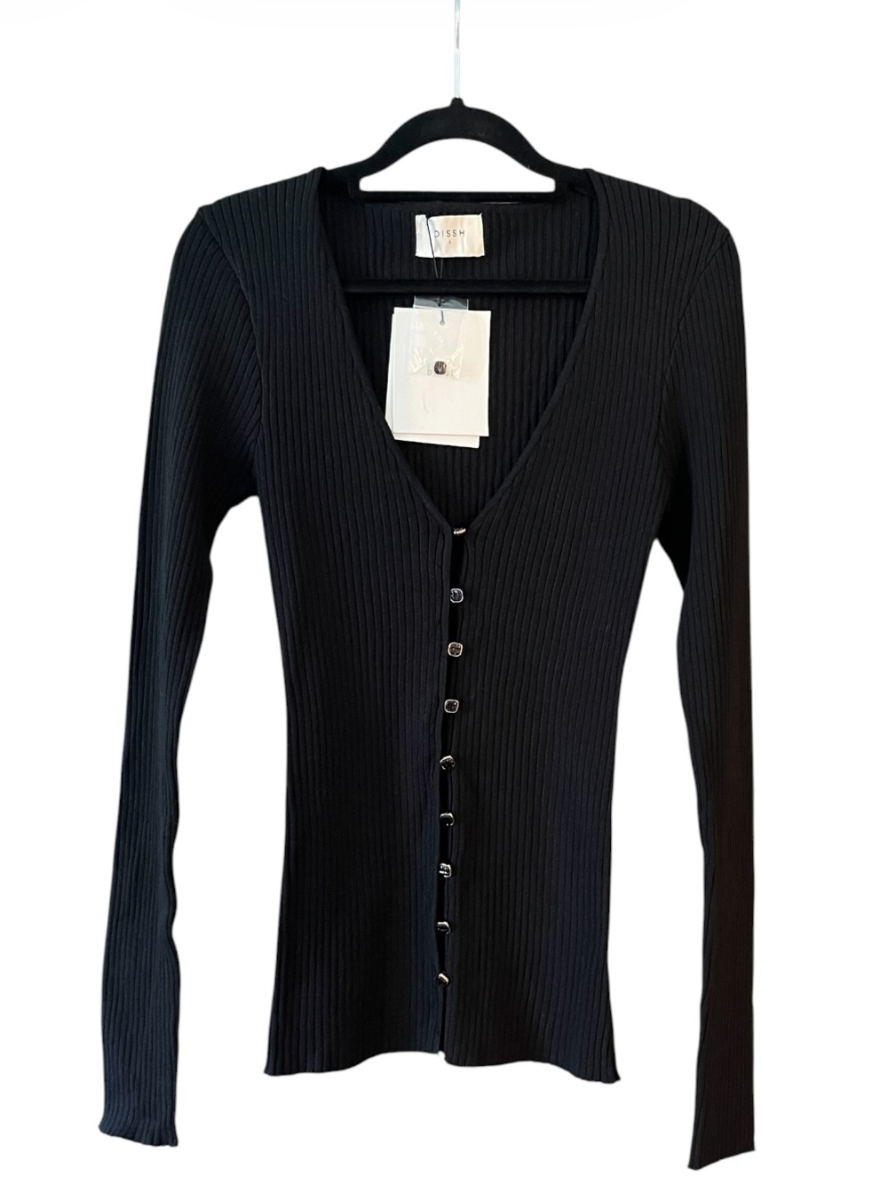 NWT DISSH Blair Black Long Sleeve Knit Top Cardigan Small
